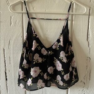 Floral Black Camisole Top